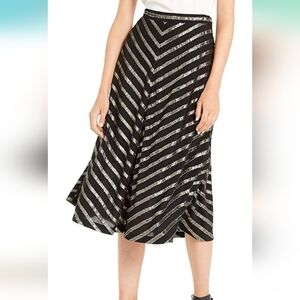 NWT skirt Y2K Style Party metallic gold Striped Women's Black size 8.